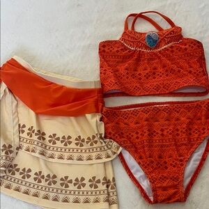 Disney Moaña High-Waist Bikini Set with Cream Floral Wrap